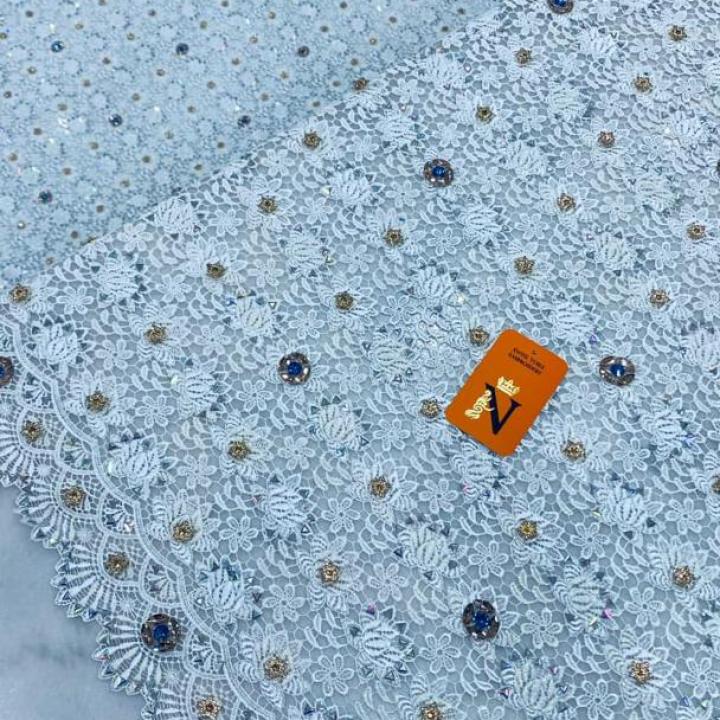 New Design High Quality 2025 African Nigerian Tulle Lace Fabric Embroidery Party Dress Sequins French Net Mesh Fabric For Sewing